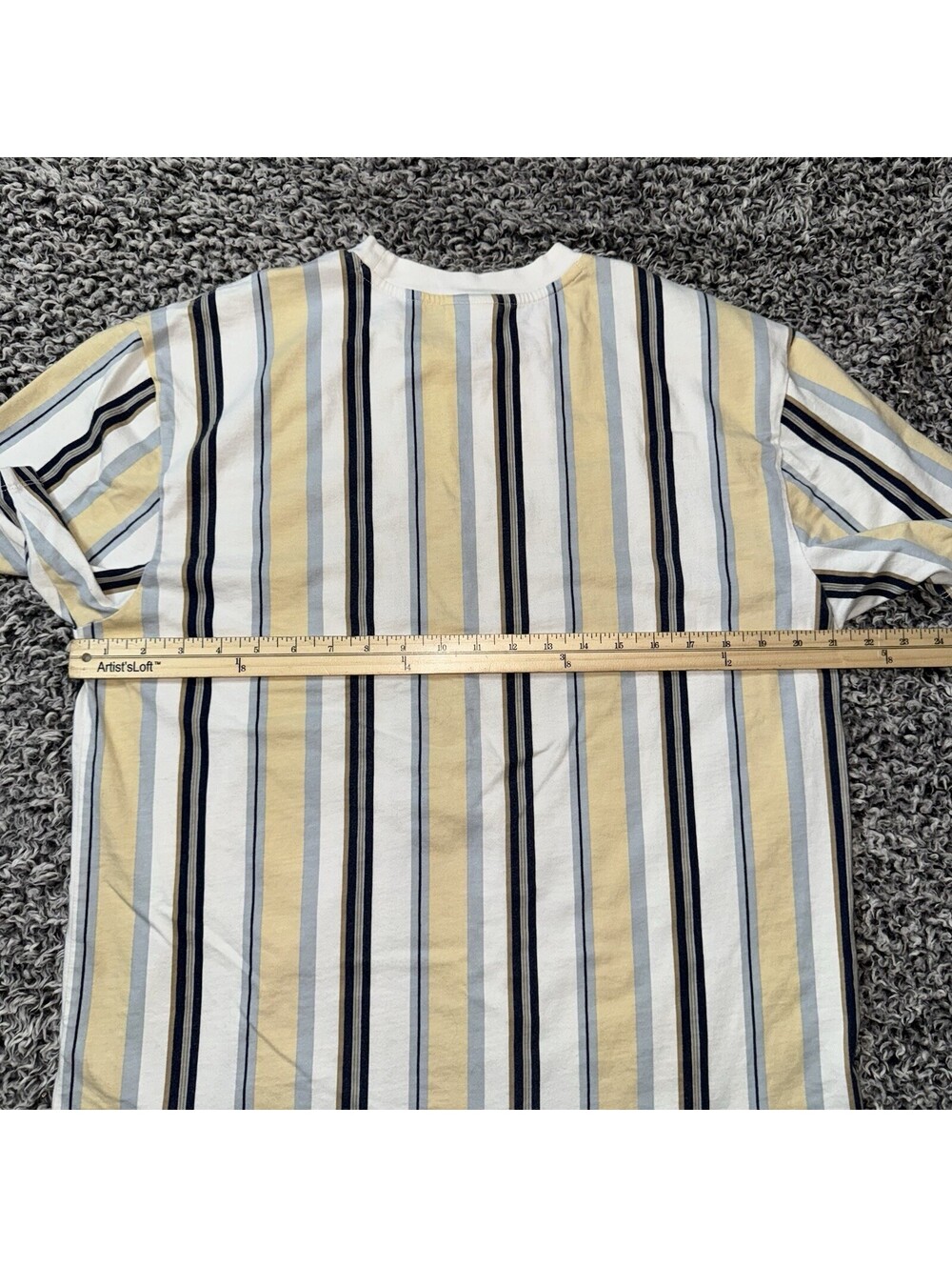 Guess Originals T Shirt Mens Medium Brown /navy Vertical Striped Embroidered Tee - Picture 5 of 5
